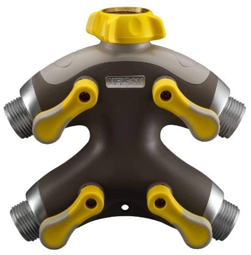 Nelson High Flow Plastic Quad Shut-Off Valve with Swivel Connect